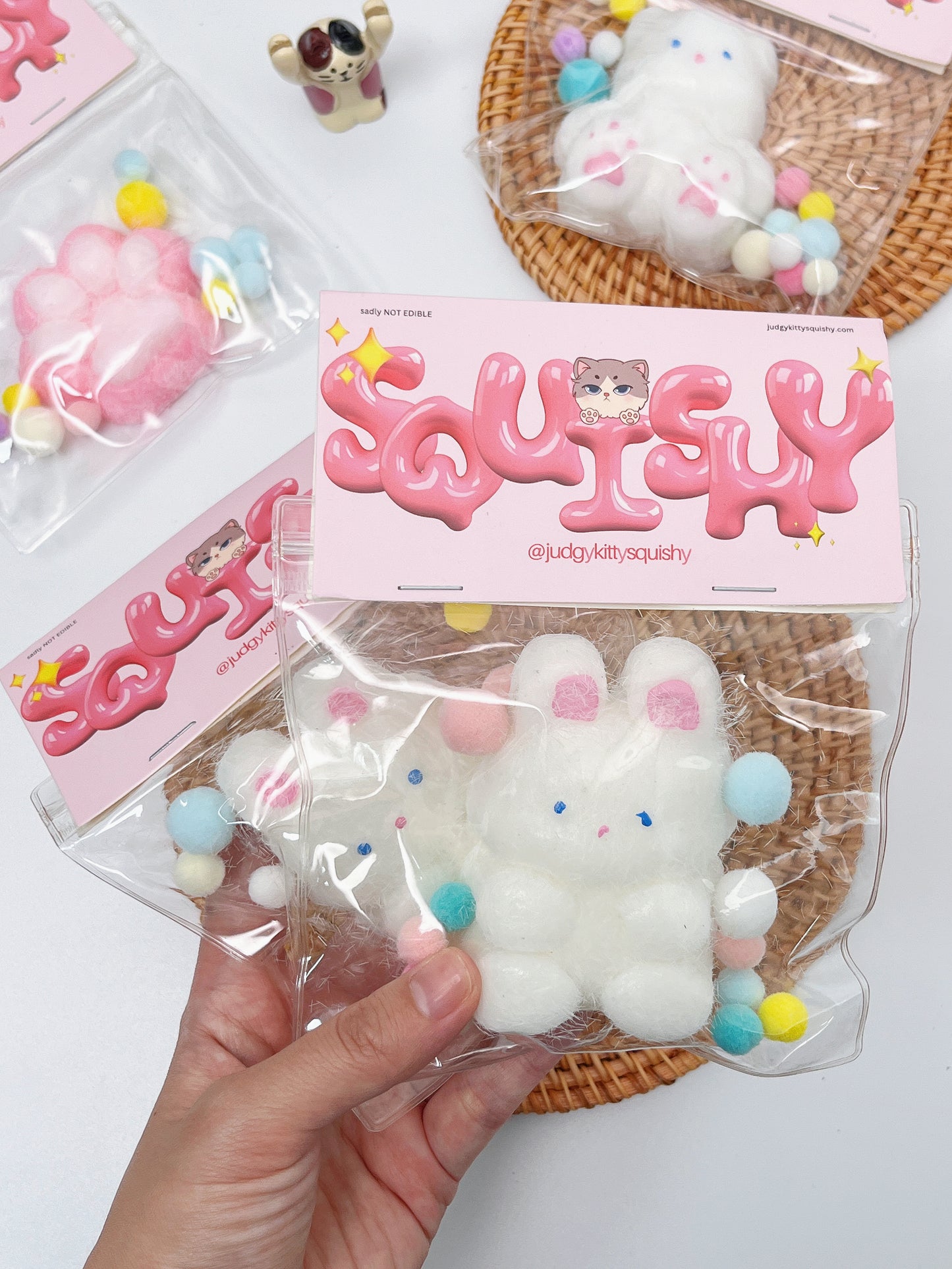 Fluffy Bunny Squishy Toy - Soft Stress Relief with Kawaii Charm
