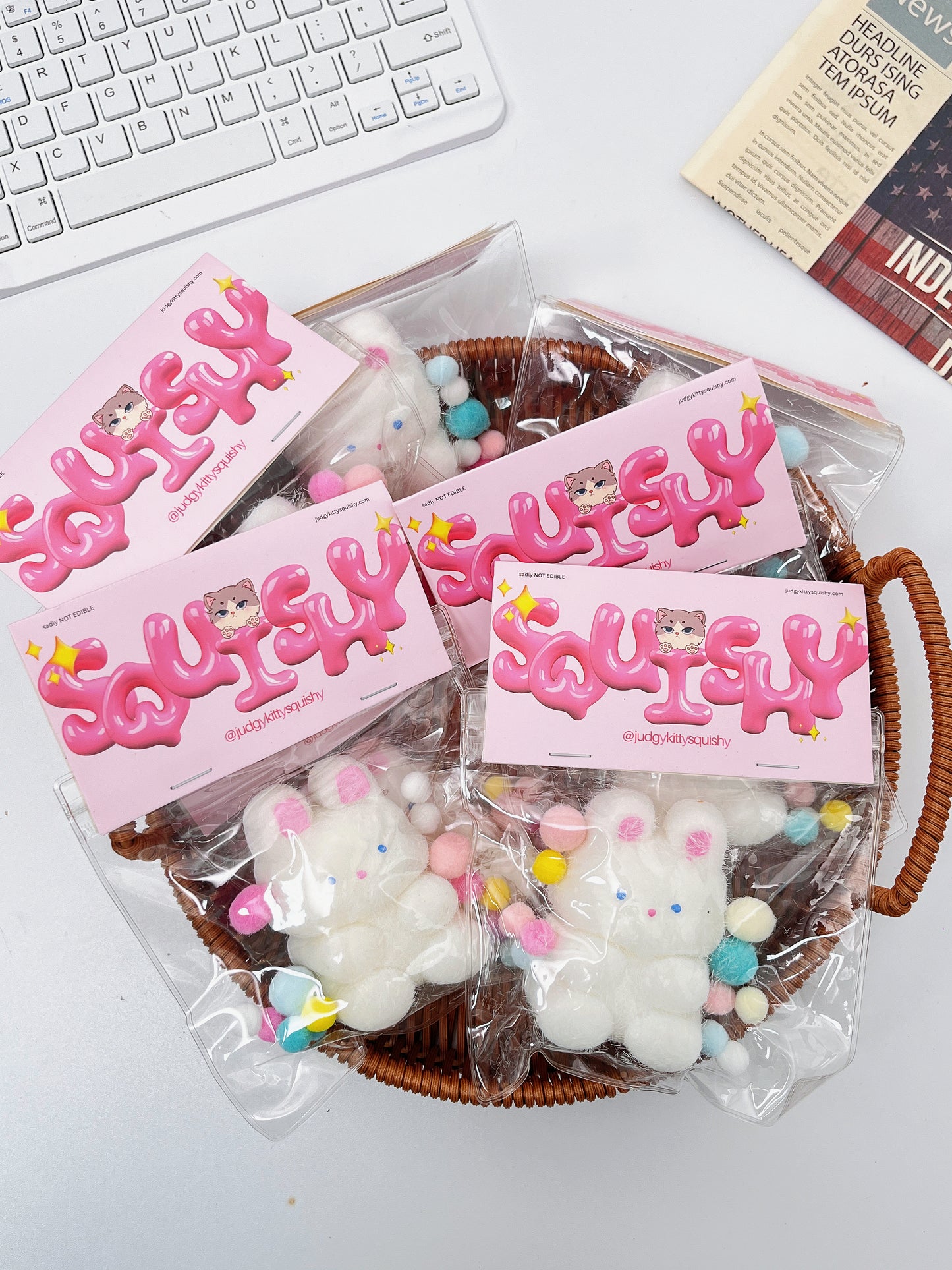 Fluffy Bunny Squishy Toy - Soft Stress Relief with Kawaii Charm