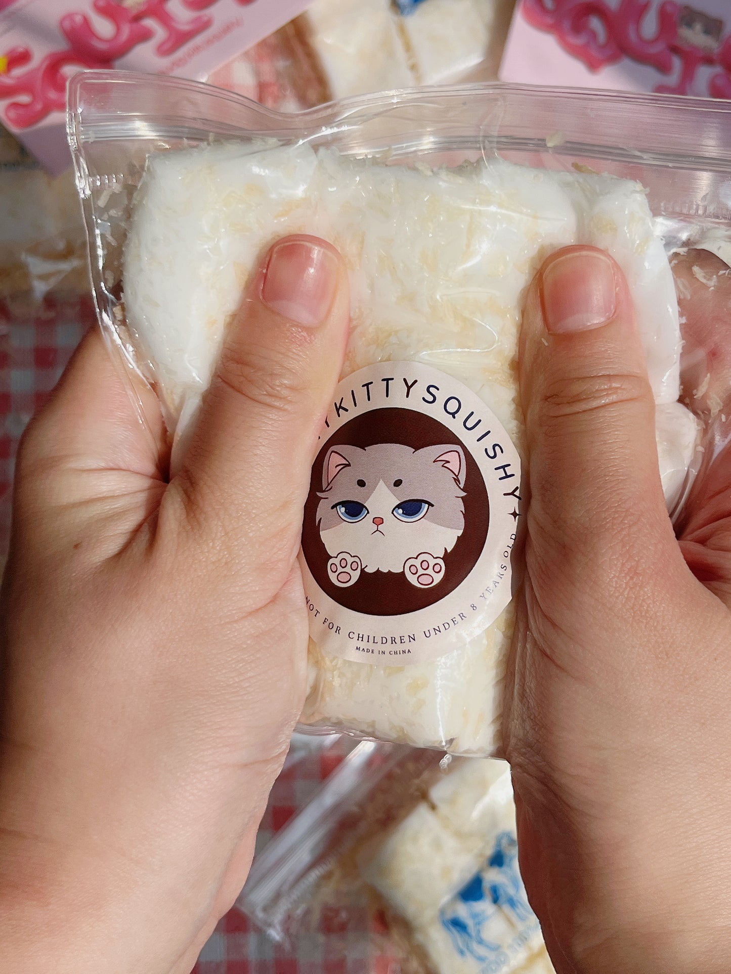 Squishy Pudding Cubes with Coconut Flakes 9 Pcs