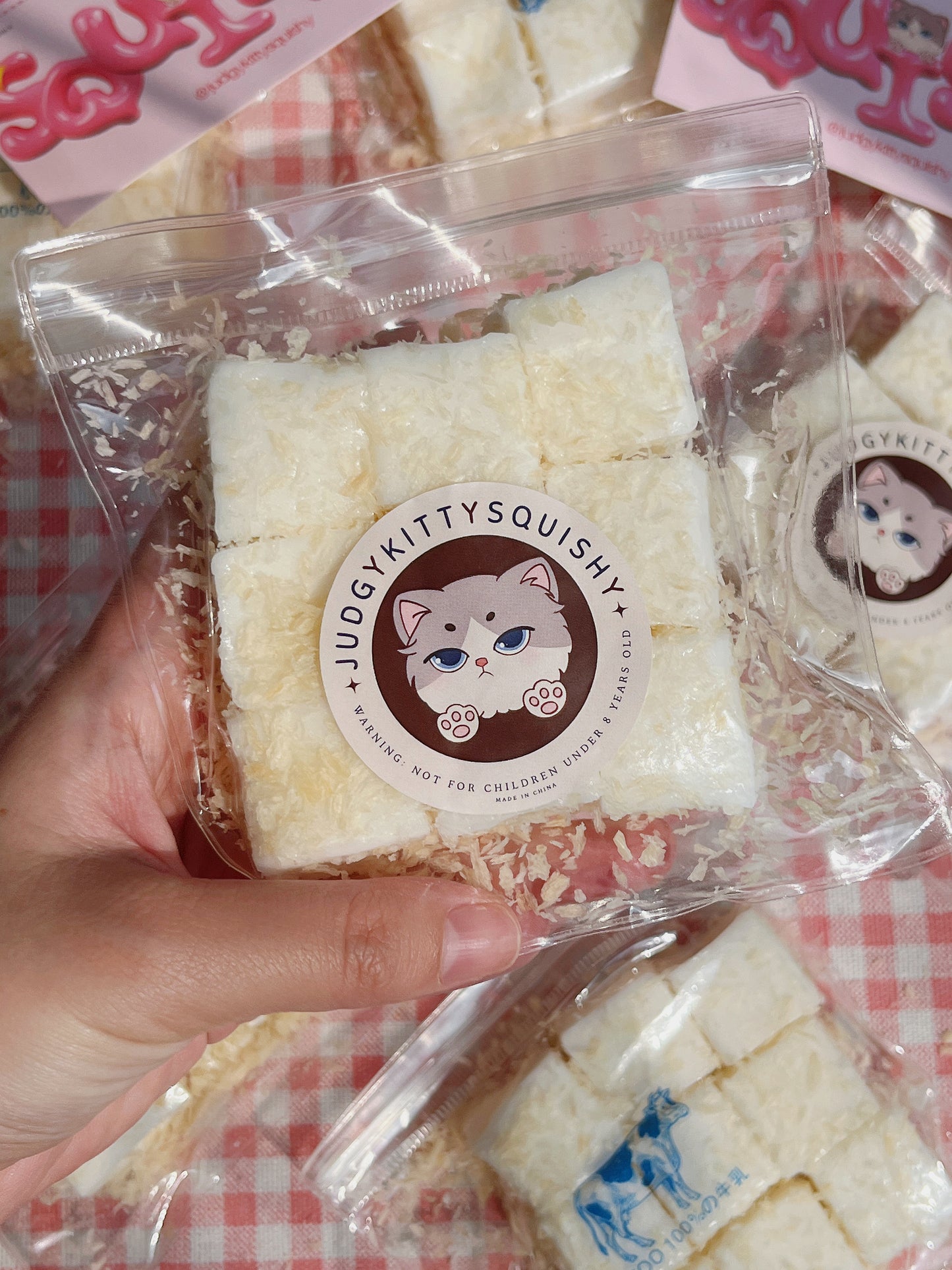 Squishy Pudding Cubes with Coconut Flakes 9 Pcs
