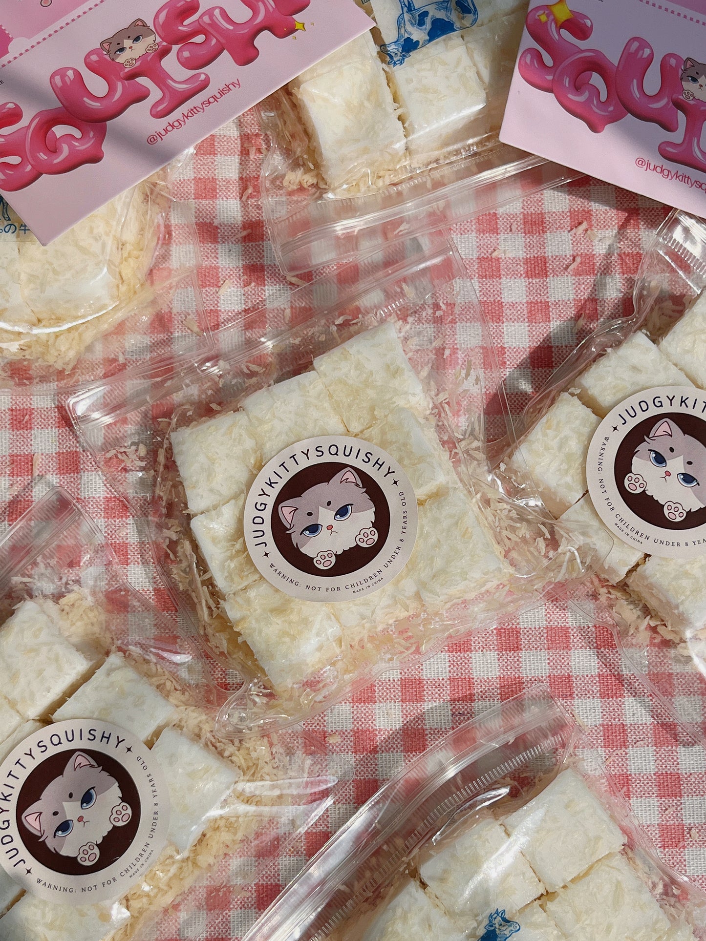 Squishy Pudding Cubes with Coconut Flakes 9 Pcs