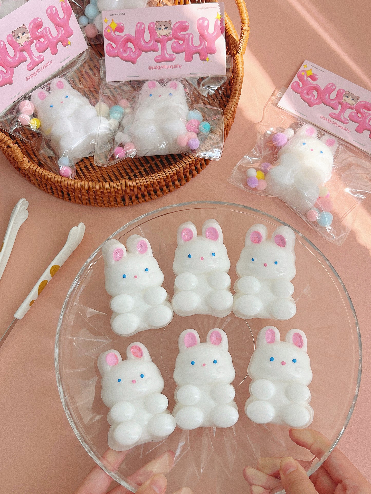 Fluffy Bunny Squishy Toy - Soft Stress Relief with Kawaii Charm