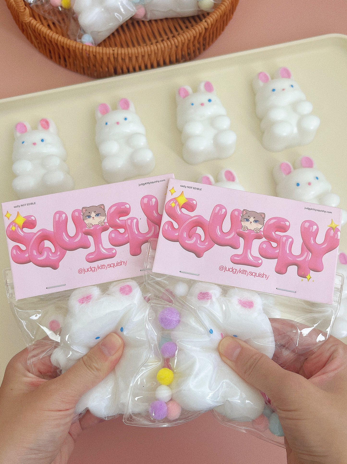 Fluffy Bunny Squishy Toy - Soft Stress Relief with Kawaii Charm