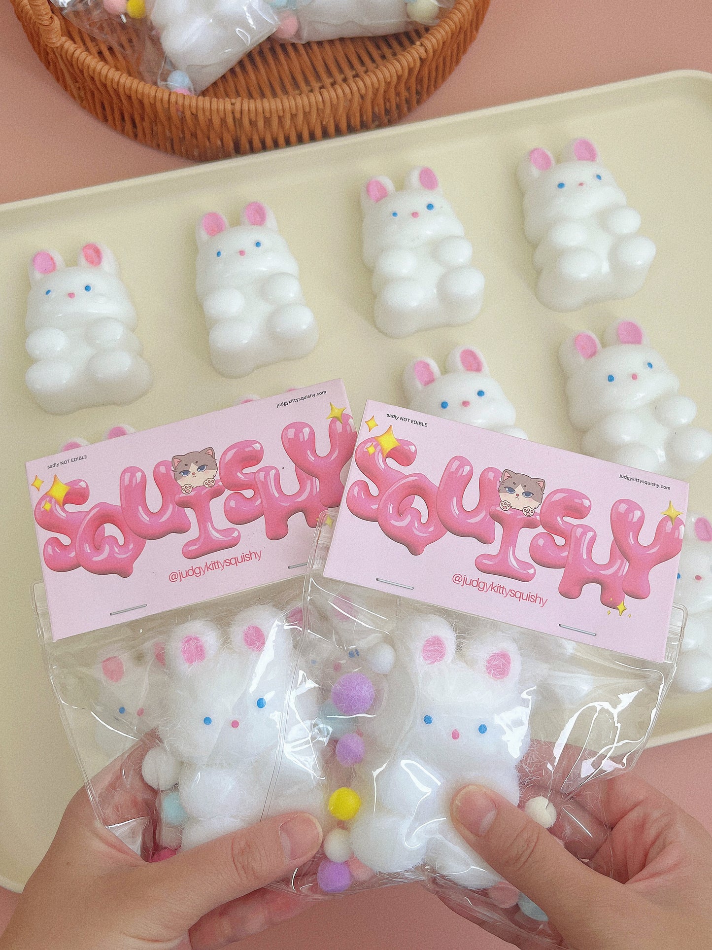 Fluffy Bunny Squishy Toy - Soft Stress Relief with Kawaii Charm