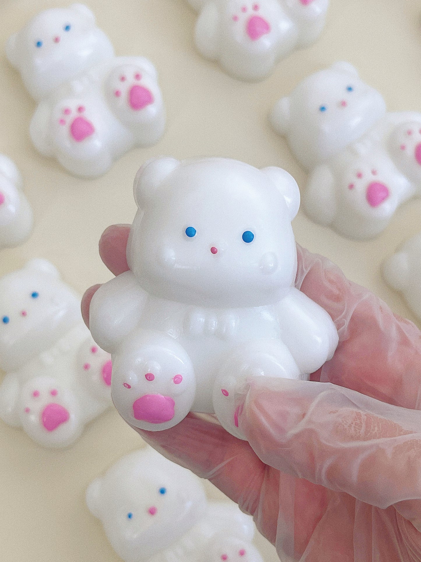 Fluffy White Bear Squishy Stress Relief Toy