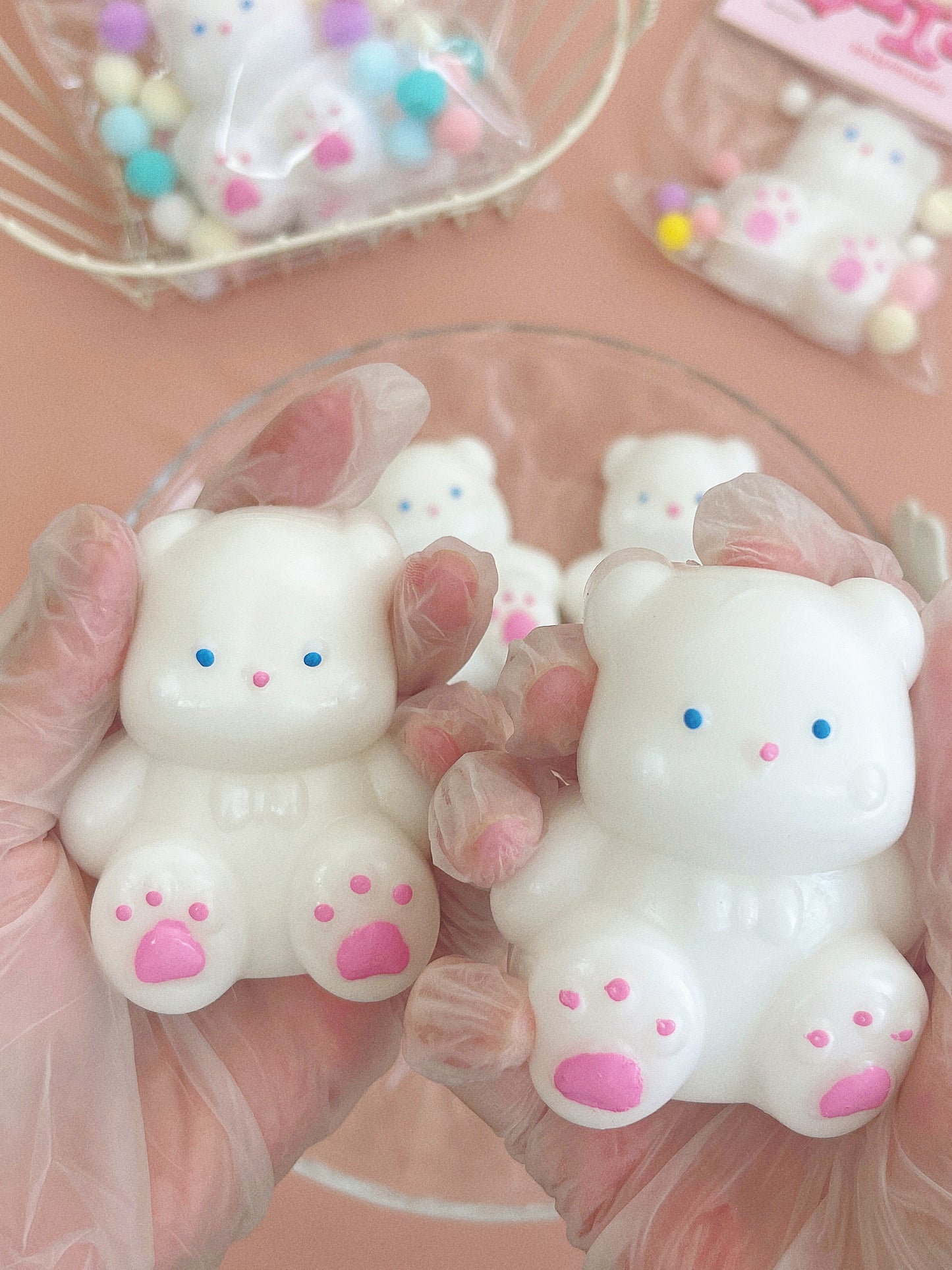 Fluffy White Bear Squishy Stress Relief Toy