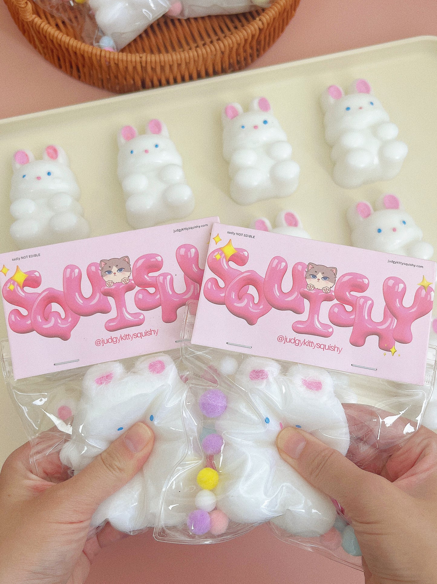 Fluffy White Bear Squishy Stress Relief Toy