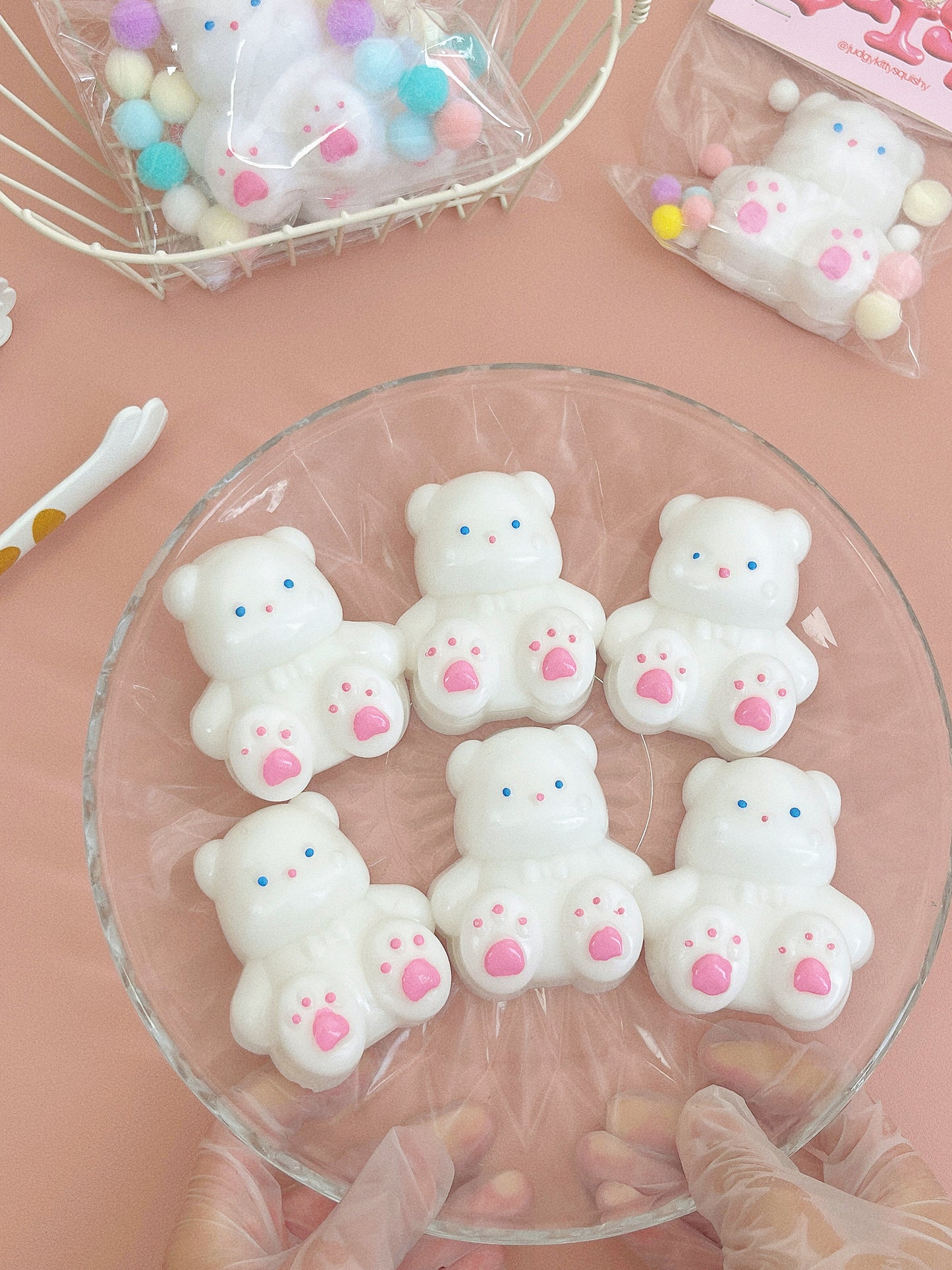 Fluffy White Bear Squishy Stress Relief Toy