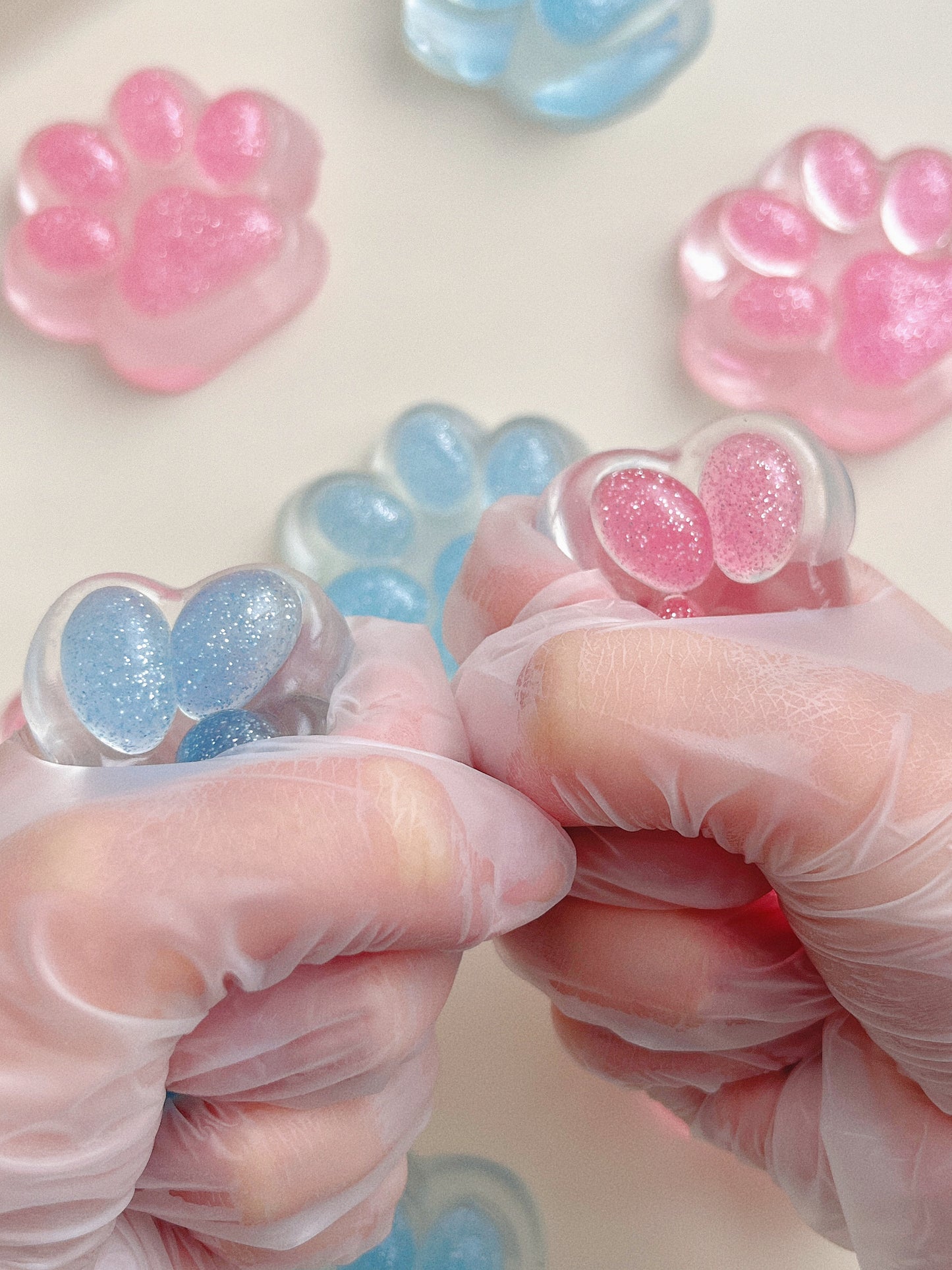Crystal Glitter Cat Paw Squishy – Medium Size in Sparkling Cat Paw