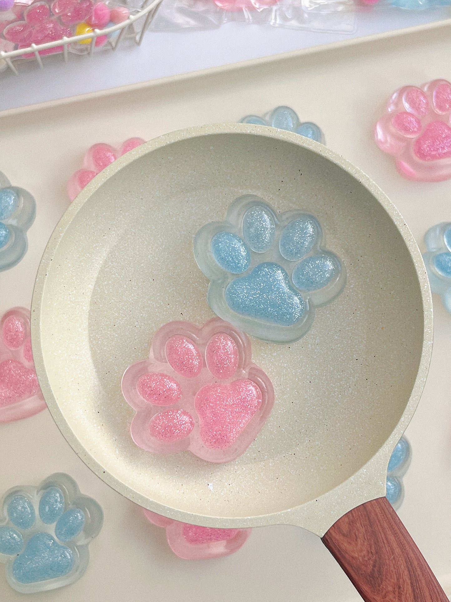 Crystal Glitter Cat Paw Squishy – Medium Size in Sparkling Cat Paw