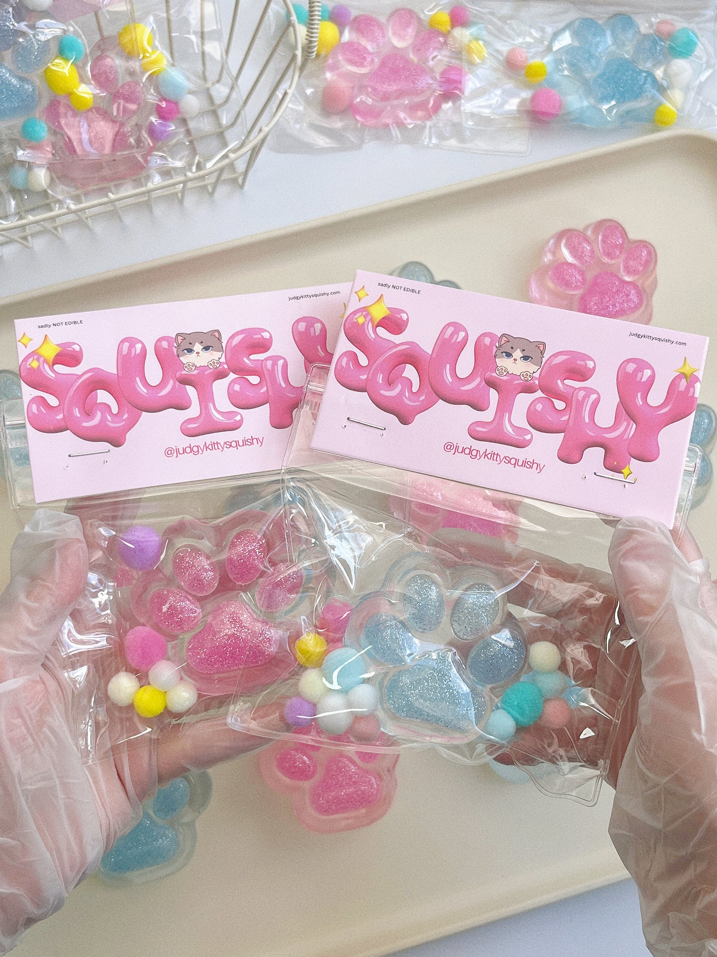 Crystal Glitter Cat Paw Squishy – Medium Size in Sparkling Cat Paw