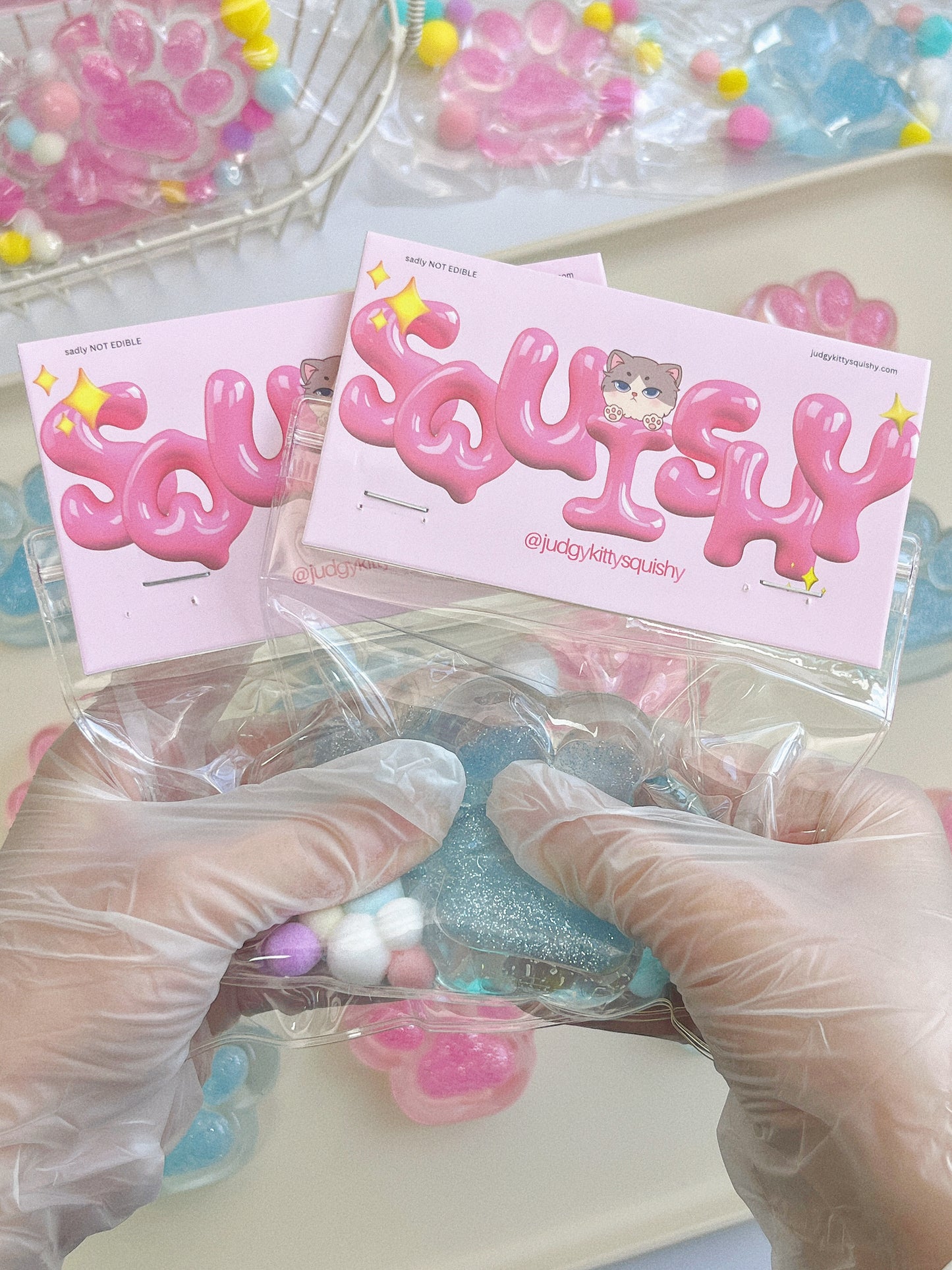 Crystal Glitter Cat Paw Squishy – Medium Size in Sparkling Cat Paw