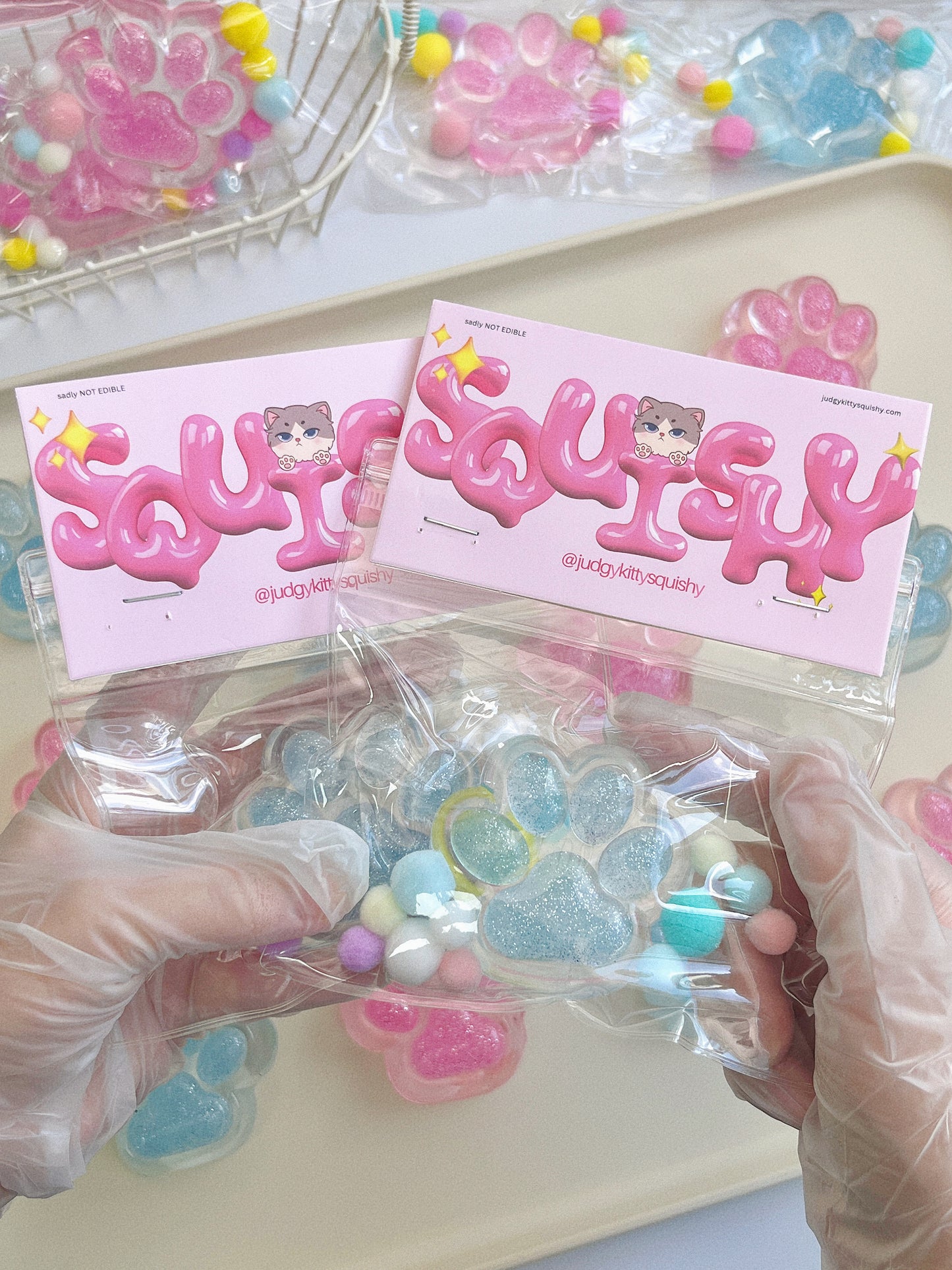Crystal Glitter Cat Paw Squishy – Medium Size in Sparkling Cat Paw
