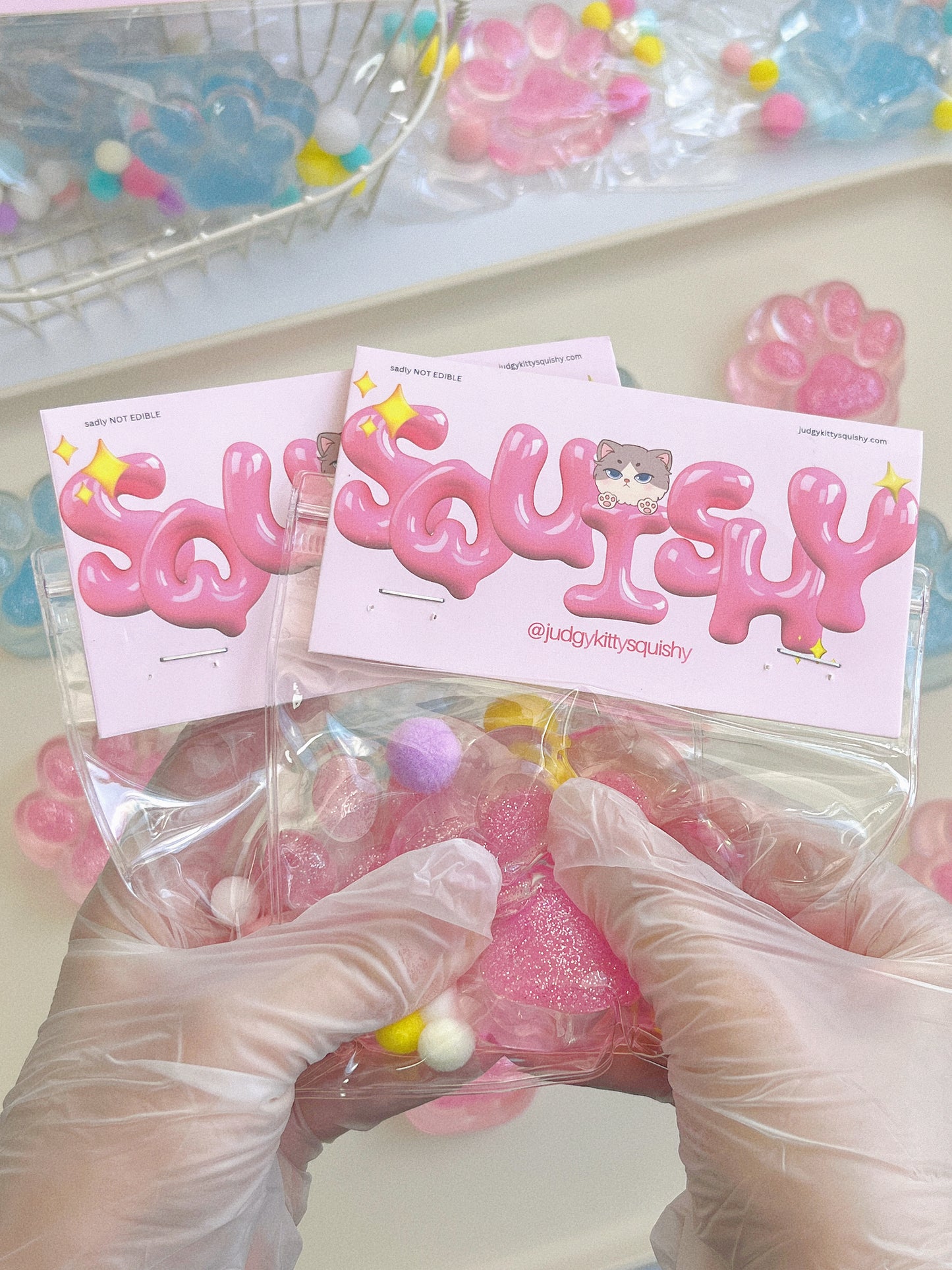Crystal Glitter Cat Paw Squishy – Medium Size in Sparkling Cat Paw