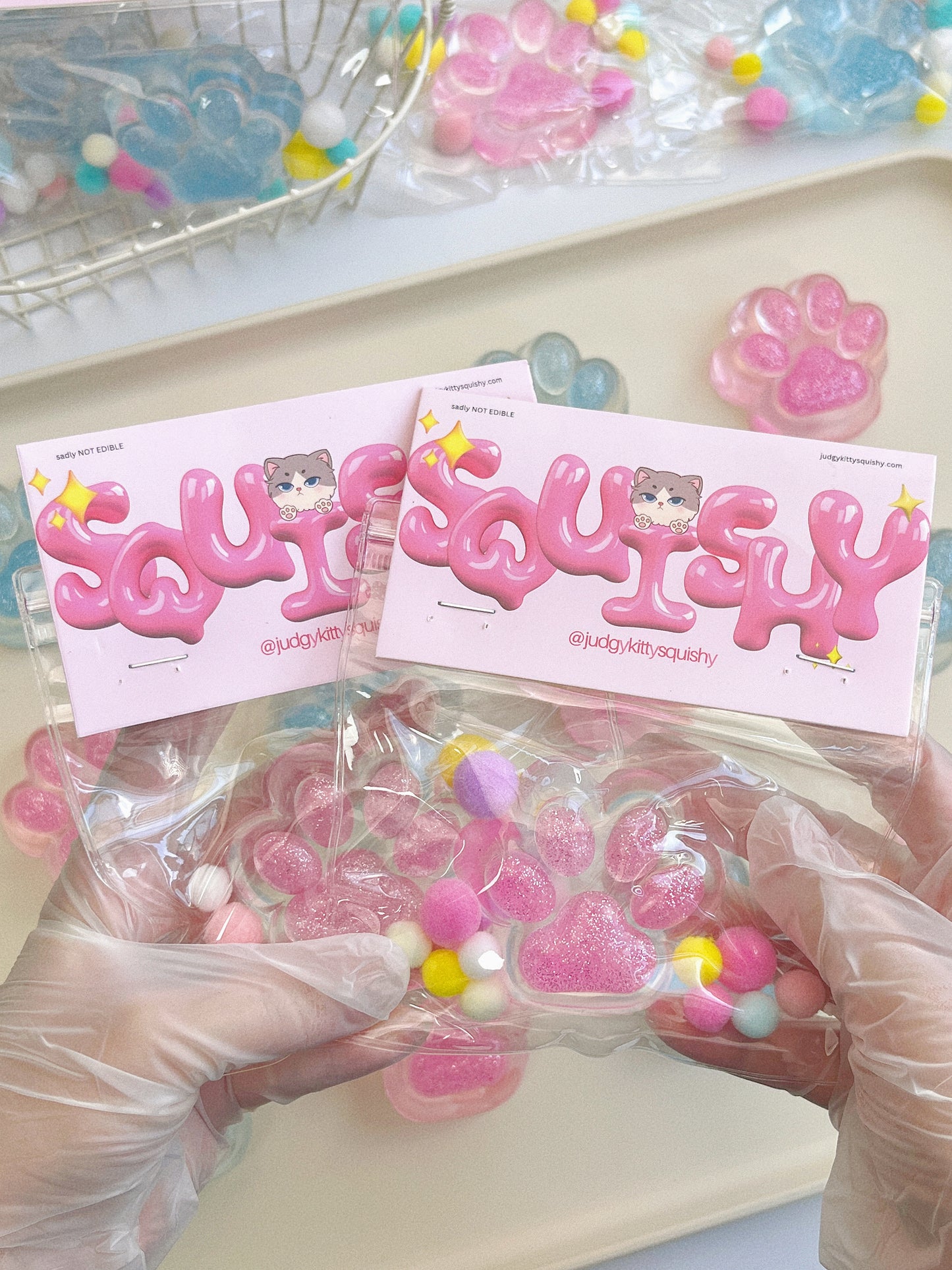 Crystal Glitter Cat Paw Squishy – Medium Size in Sparkling Cat Paw
