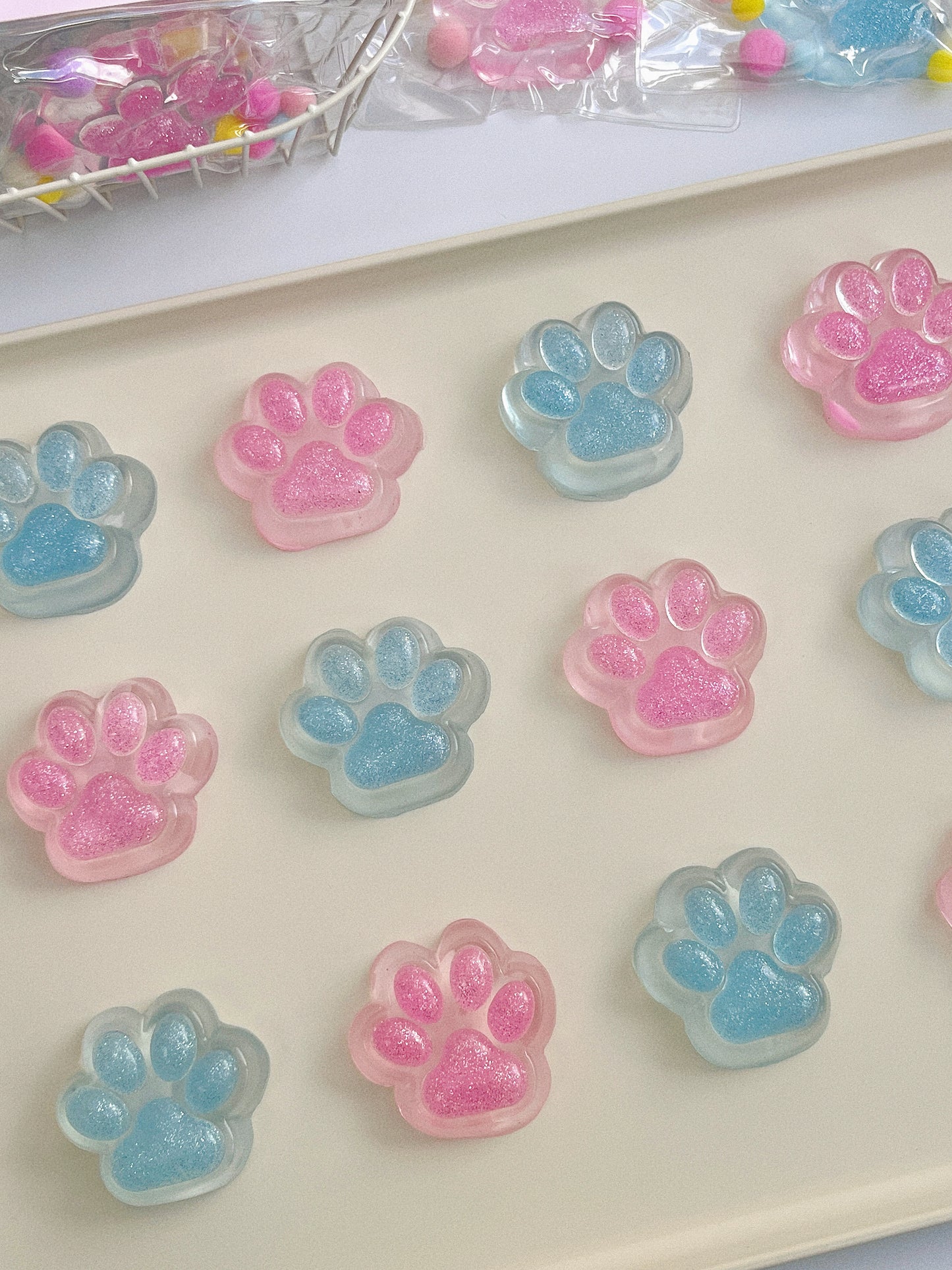 Crystal Glitter Cat Paw Squishy – Medium Size in Sparkling Cat Paw