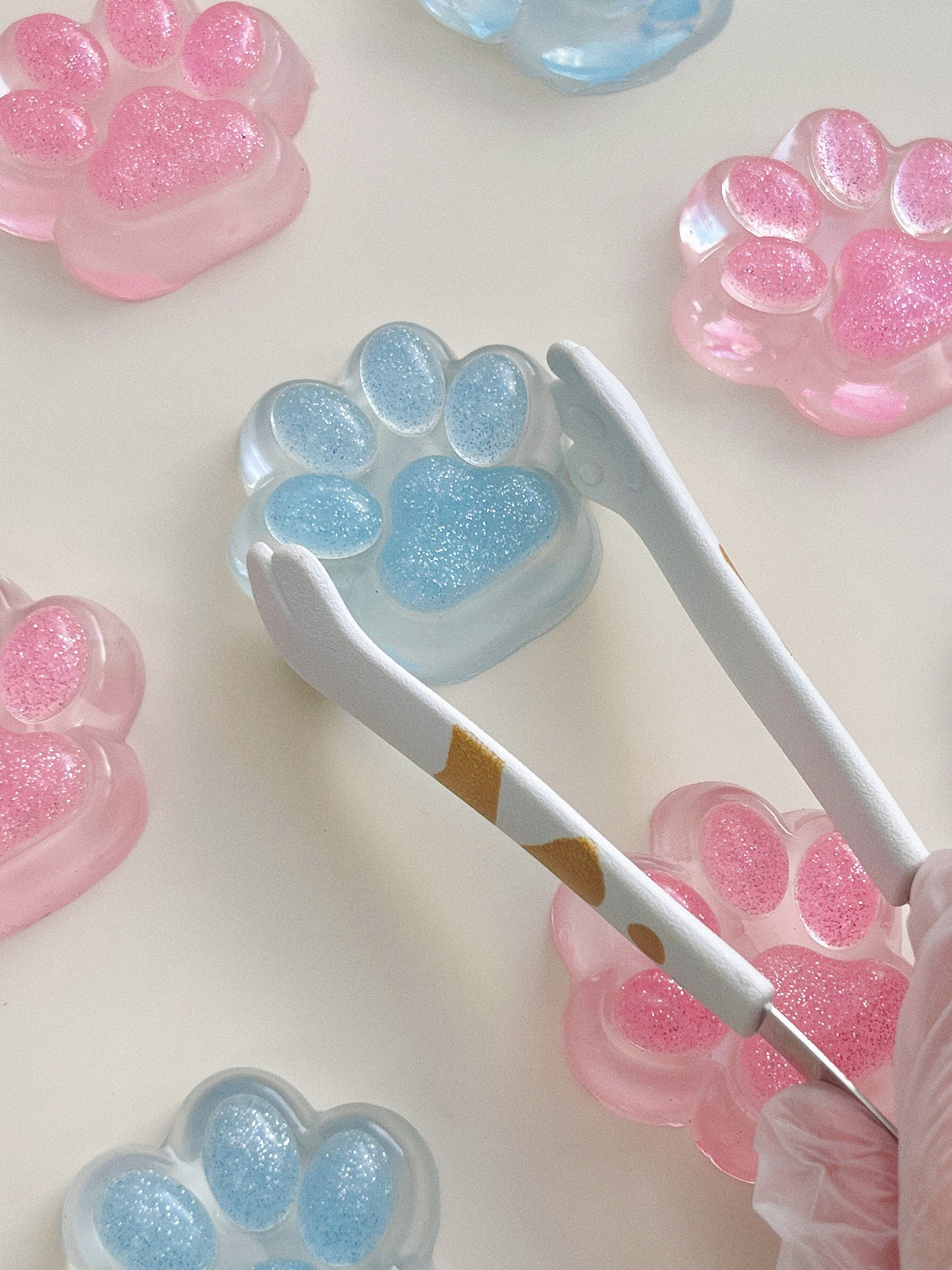 Crystal Glitter Cat Paw Squishy – Medium Size in Sparkling Cat Paw