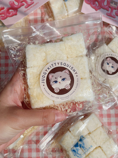 Squishy Tofu Cubes with Coconut Flakes 9 Pcs