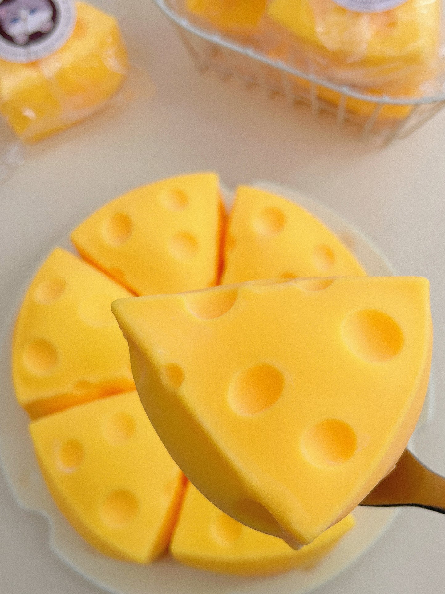 Big Cheese Slice Squishy Stress Relief Toy with Tasty Scents