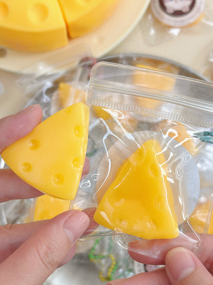 Mini Cheese Slice Squishy Keychain