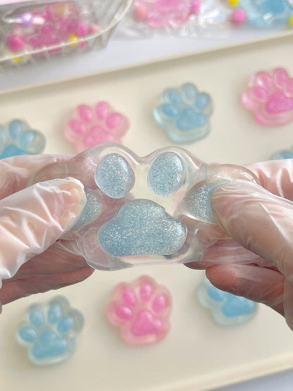 Crystal Glitter Cat Paw Squishy – Medium Size in Sparkling Cat Paw