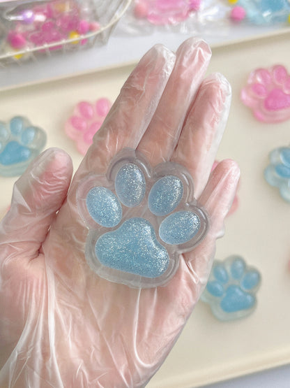 Crystal Glitter Cat Paw Squishy – Medium Size in Sparkling Cat Paw