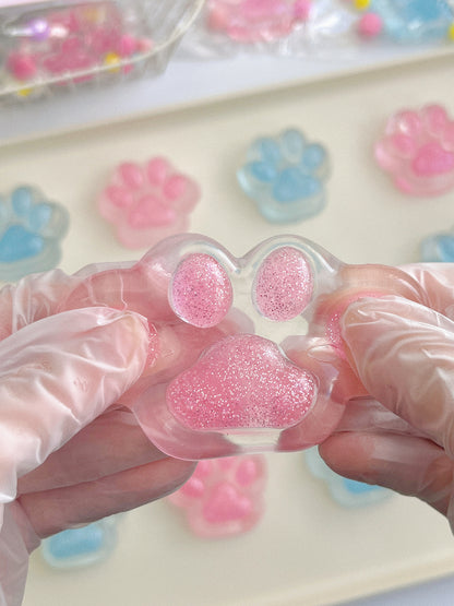 Crystal Glitter Cat Paw Squishy – Medium Size in Sparkling Cat Paw