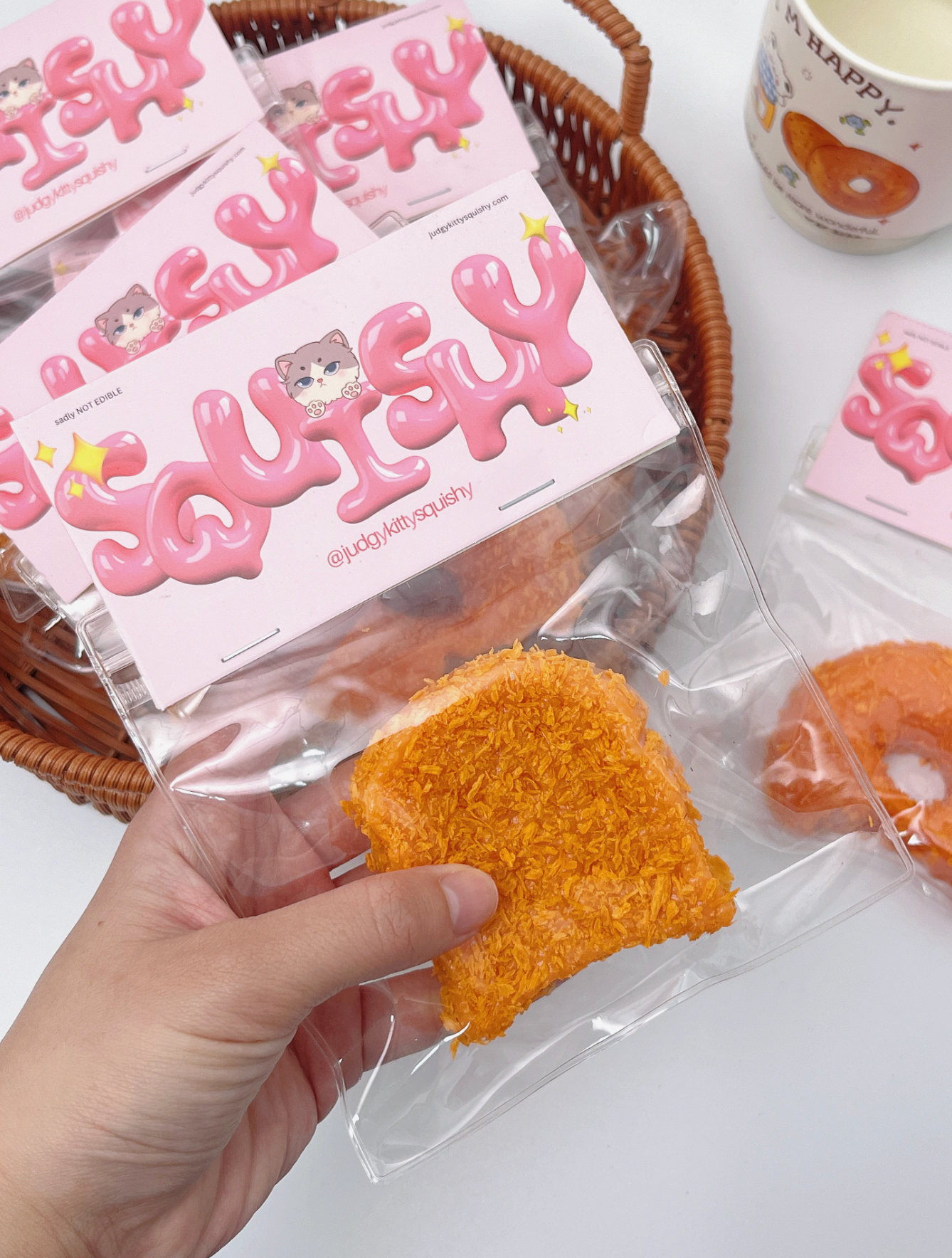 Judgy Kitty Fried Toast Slice Squishy Toy