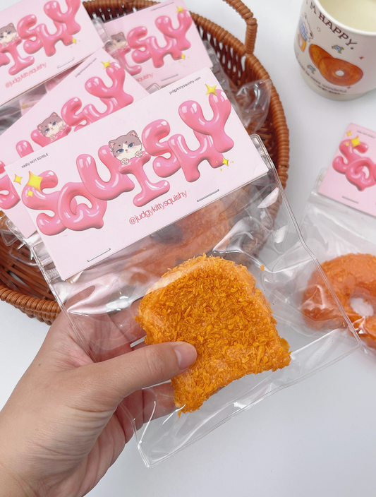 Judgy Kitty Fried Toast Slice Squishy Toy