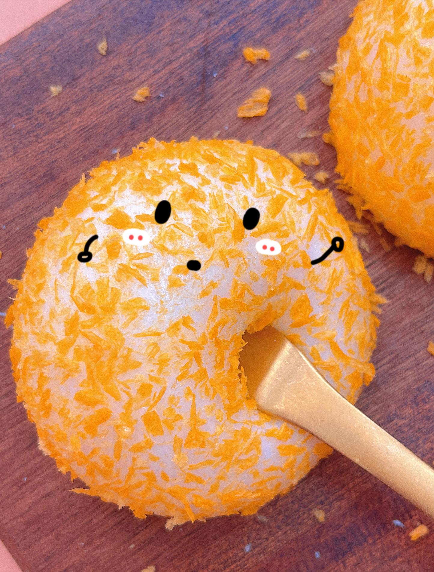 Golden Fried Mochi Bun Stress Toy - Squishy and Delightfully Realistic